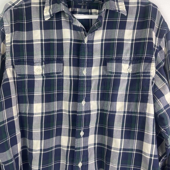 Vtg Polo Ralph Lauren Shirt Mens Classic Fit L Tartan Plaid Long Sleeve Grunge - Picture 2 of 12